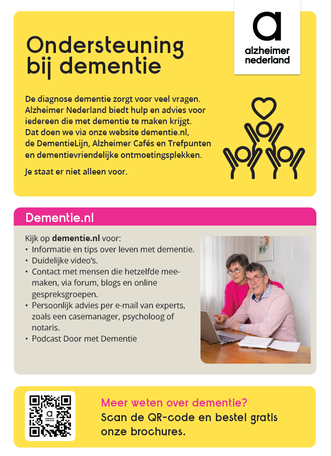 Flyer ondersteuning bij dementie, versie 11-2025